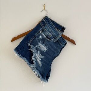 Judy Blue Dark Blue Distressed Jean Shorts